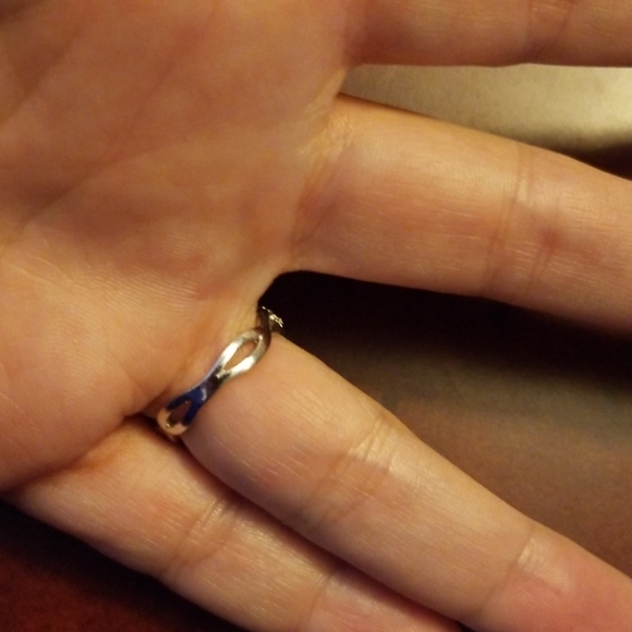 Black and White CZ Halo Sterling Silver Ring - Picture 3 of 5